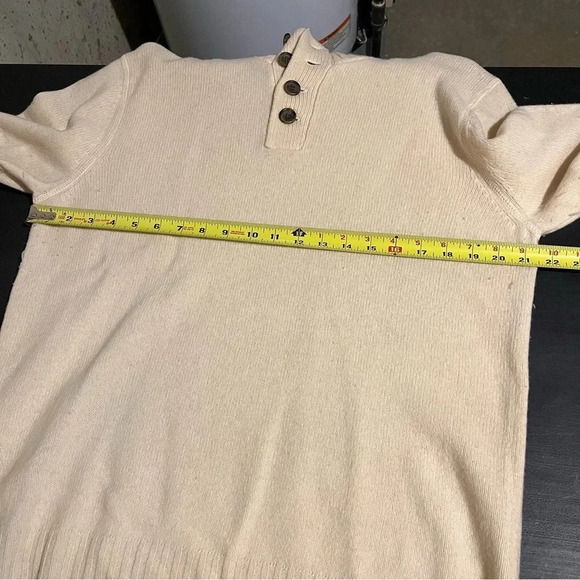 Express 100% Lambs Wool Sweater Cream  Mens M Henley Mock Neck - Picture 4 of 7